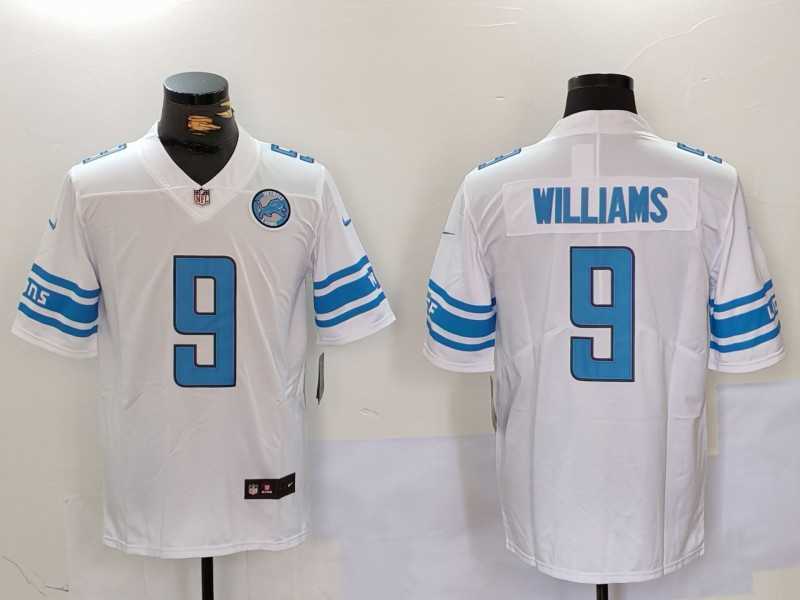 Men%27s Detroit Lions #9 Jameson Williams White With Patch Vapor Untouchable Limited Stitched Jersey